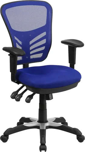 Miniatura 18 de Flash Furniture Nicholas Silla Giratoria de Respaldo Medio para Oficina y Juegos, Silla de Oficina Ergonómica de Malla con Soporte Lumbar y Altura