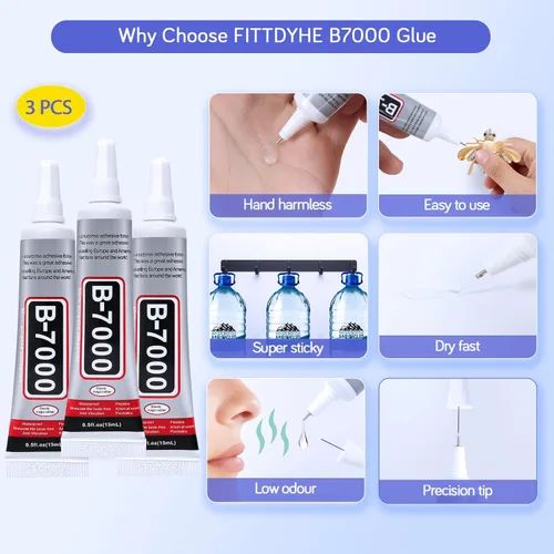 Miniatura 4 de FITTDYHE 3 piezas de pegamento para joyería - 15 ml/0.5 fl oz pegamento transparente DIY para manualidades de diamantes de imitación, adhesivo de 3