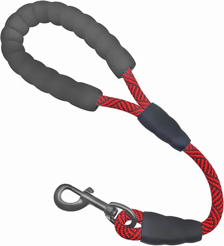 Miniatura 11 de Correa corta para perro de 18 pulgadas, cuerda de tráfico para perro con mango acolchado, lengüeta de nailon fuerte de 1.5 pies para perros medianos