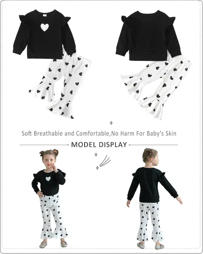 Miniatura 3 de NZRVAWS Conjunto de ropa para bebé niña pequeña y niña, conjunto de sudadera con corazón y pantalón largo