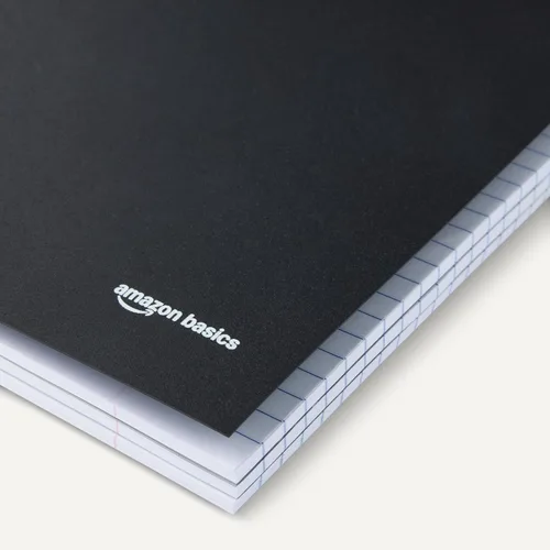 Miniatura 3 de Amazon Basics Cuaderno en espiral con líneas universitarias, 3 materias, 150 hojas, 8.5 x 11 pulgadas, Negro