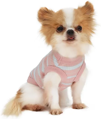 Miniatura 12 de LOPHIPETS Camiseta Chaleco 100% Algodón Acanalado para Perros Pequeños Teacup Chihuahua Yorkie Ropa de Cachorro Camiseta sin Mangas-Rosa/XS