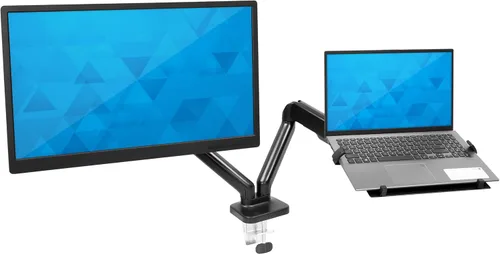 Miniatura 9 de Mount-It! Soporte de escritorio para laptop y monitor, soporte de brazo de movimiento completo, soporte ergonómico ajustable para monitor, soporte