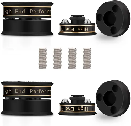 Monosaudio Pies de aislamiento de audio de 1.535 x 0.945 in, pies de aislamiento de altavoz con bolas de acero inoxidable y diseño antideslizante
