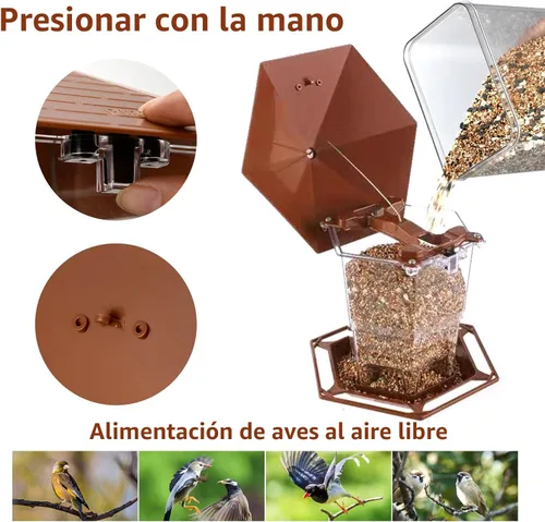 Miniatura 3 de Jealoeur Comederos para pájaros para exteriores Comedero para pájaros colgante para pájaros salvajes con semillas, marrón