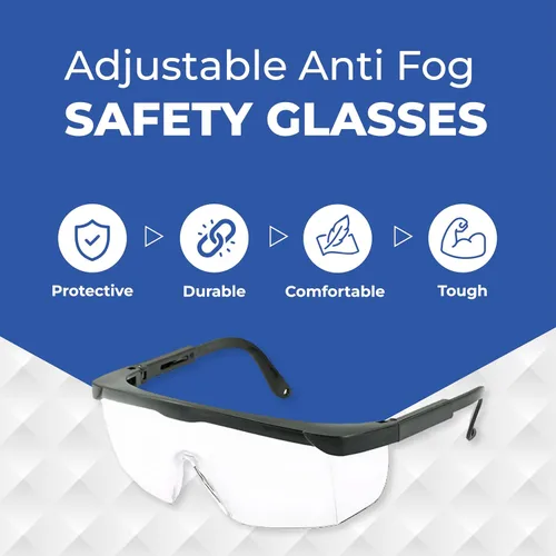 Miniatura 4 de 12 lentes de seguridad antivaho con patillas ajustables Gafas antivaho con lente transparente, gafas protectoras ligeras para hombres y mujeres