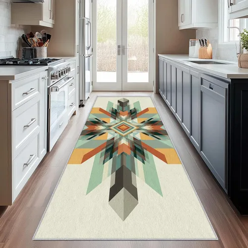 Aztec Runner Rug 2x6 - Hallway Runner Rug Southwest Native American Rustic Boho Ethnic Retro Pattern, Non Slip, Washable, Aztec Home Decor Carpet
