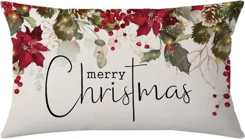 Miniatura 13 de AOFANGGO Funda de almohada de Navidad de 12 x 20 pulgadas, decoración navideña de árbol de leopardo, funda de cojín rústica para cama, silla, sofá