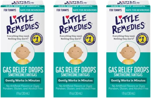 Little Remedies Gotas de alivio de gas, sabor a bayas naturales, seguras para recién nacidos, 1.0 onzas líquidas (paquete de 3)