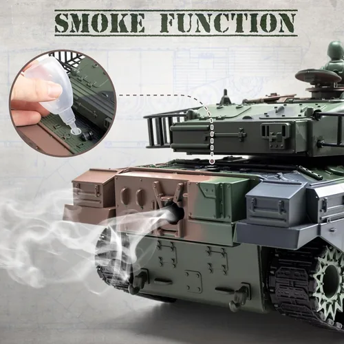 Miniatura 2 de Supdex Tanque RC 1:18, 2.4Ghz US M60 modelo de tanque de control remoto, juguete militar de batalla de 15 canales con humo, sonido ligero, Verde