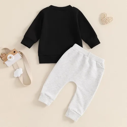 Miniatura 106 de BemeyourBBs Conjunto divertido de sudadera y pantalones de manga larga con letras divertidas para bebé niño y niño