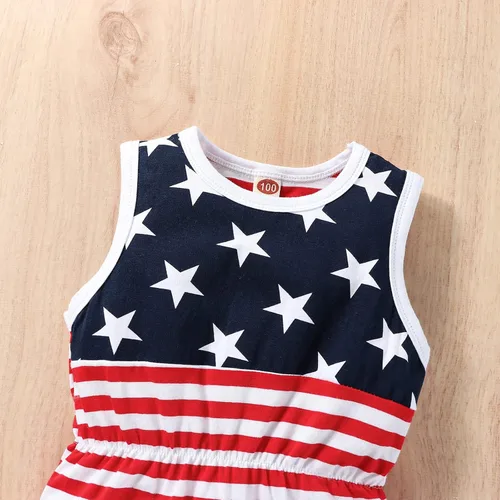 Miniatura 4 de LUZOZEZO Mameluco de borla con bandera americana para bebé niña pequeña con diadema