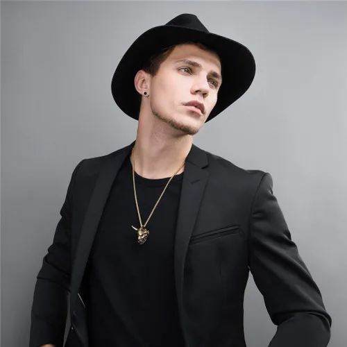 Miniatura 3 de U7 - Collar gótico con dije de cráneo de demonio con cuernos de acero inoxidable, color negro y plateado para hombres