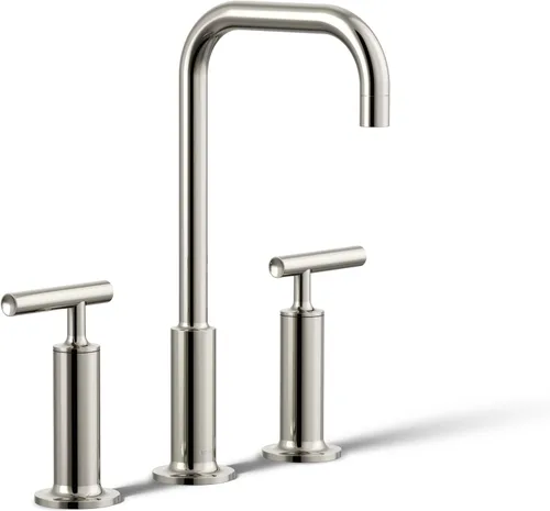 Miniatura 23 de KOHLER K-14408-4-2MB Purist - Grifo de lavabo de baño generalizado, 3 agujeros, manijas de palanca alta generalizadas y boquilla de cuello de cisne