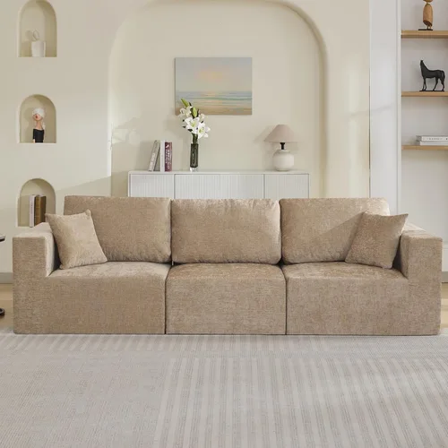 Miniatura 25 de Sofá modular Cloud de 3 plazas sin hueso de 115 pulgadas para habitación familiar, sofá sin espinas comprimida de espuma viscoelástica con asiento