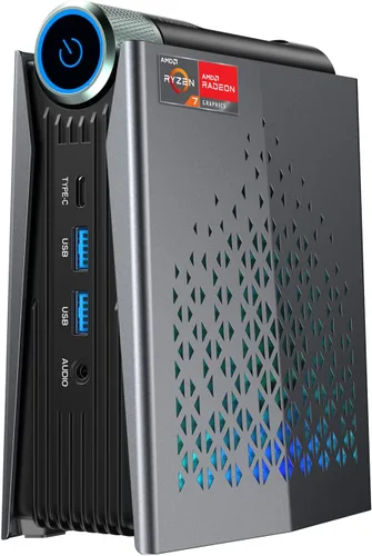 ACEMAGICIAN S3A Luz de Juego Mini PC, Ryzen 7 5875U, 32GB DDR4 1TB SSD Mini Computadoras Luces RGB, Computadora de Escritorio para Oficina WiFi6,