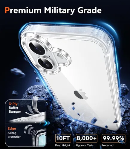 Miniatura 1797 de FNTCASE Funda para iPhone 13 Pro-Max: Fundas magnéticas transparentes compatibles con Magsafe Slim anti amarillamiento protección contra caídas