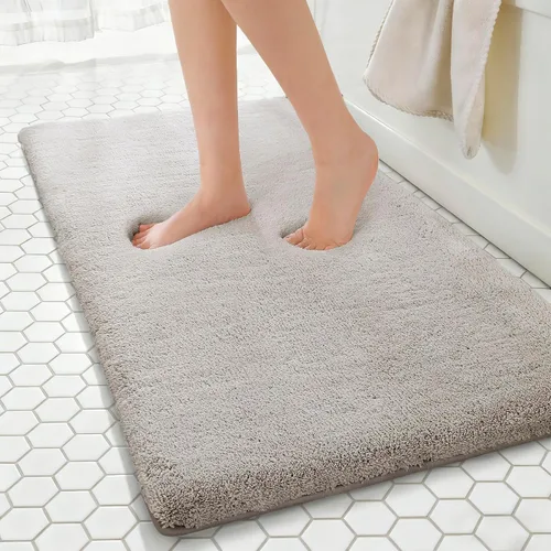 Miniatura 25 de MINIDEAR - Alfombras de baño 24x17 beige - Tapete de baño de espuma elástica gruesa, ultra suave y pachona, antideslizante, de secado rápido