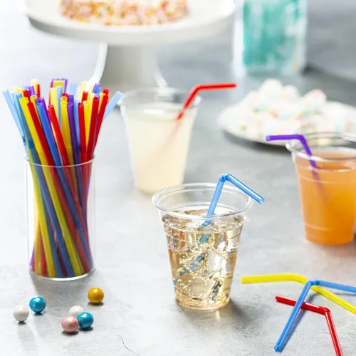 Miniatura 6 de Comfy Package [500 unidades] Pajitas de plástico flexibles - Palitos desechables - 7.75 pulgadas de alto - Colores surtidos