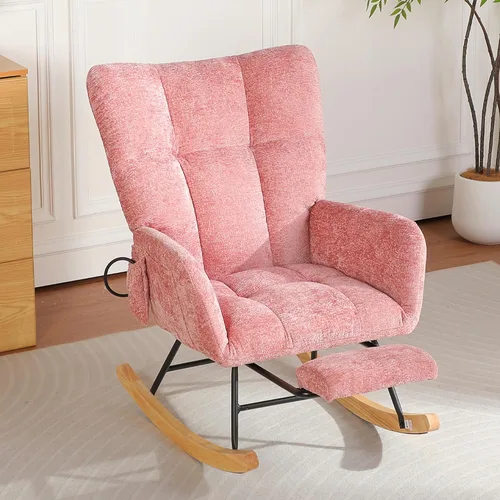 Miniatura 20 de Sillas Mecedoras - Mecedora para habitación del bebé con bolsa de aire, silla mecedora de lectura para interiores, acogedoras sillas mecedoras