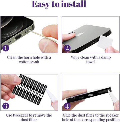 Miniatura 7 de 10 calcomanías a prueba de polvo para altavoz de iPhone, cubiertas adhesivas de malla antipolvo para iPhone 15/15 Plus/15 Pro/15 Pro Max, protector