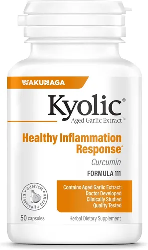 Miniatura 7 de Kyolic Fórmula 111 de extracto de ajo envejecido, respuesta saludable a la inflamación*, curcumina, 100 cápsulas