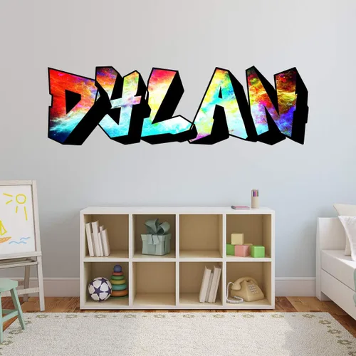 Miniatura 2 de VWAQ Calcomanías de pared de graffiti personalizadas con nombre – Decoración personalizada de habitaciones de niños Hip Hop calcomanía de vinilo