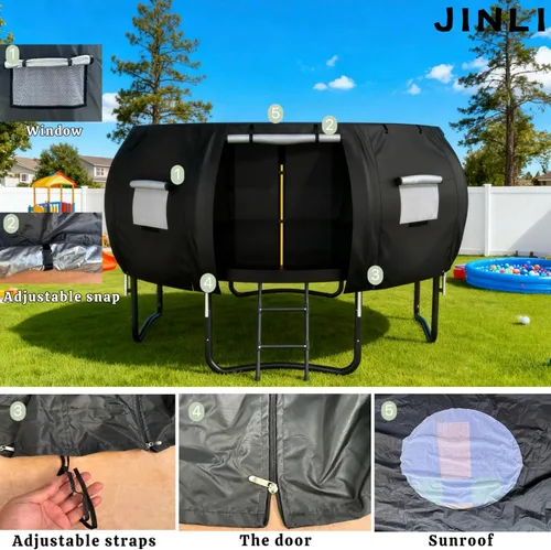 Miniatura 3 de JINLI Tienda de campaña redonda para cama elástica de 12 pies (solo tienda), cubierta de sombrilla para cama elástica de tela Oxford, adecuada