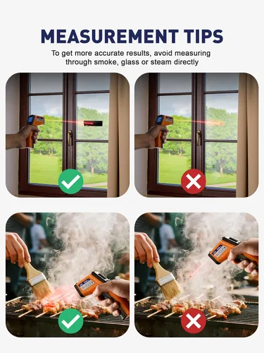Miniatura 7 de SMART JERRY - Pistola de termómetro infrarrojo Pistola de temperatura digital sin contacto con rango de -58 °F a 788 °F para cocinar, HVAC Uso
