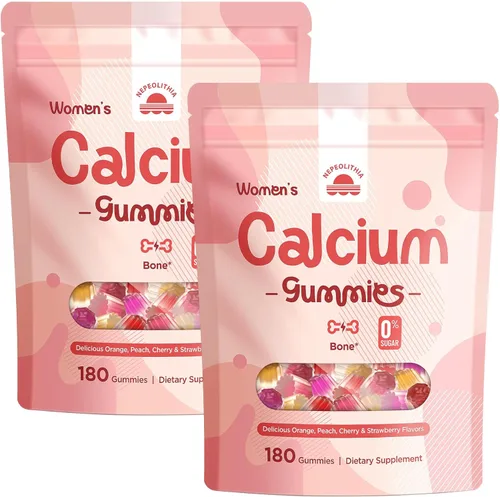 Gomitas de calcio para mujer, 1500 mg de citrato de calcio con vitamina D3, K2, magnesio, zinc, boro y isoflavonas de soja, suplemento de calcio,
