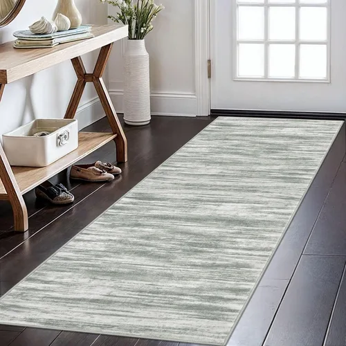 Miniatura 205 de KOZYFLY – Alfombra de pasillo moderna y lavable de diseño abstracto verde, 2 x 5 pies, antideslizante, suave y de pelo corto, ideal para cocina