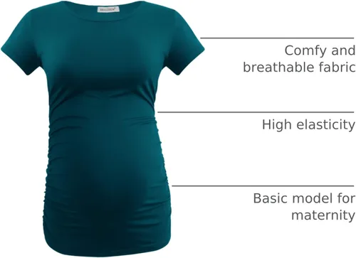 Miniatura 36 de Smallshow - Camiseta de maternidad para mujer, diseño de lados fruncidos, tipo túnica, prendas para el embarazo