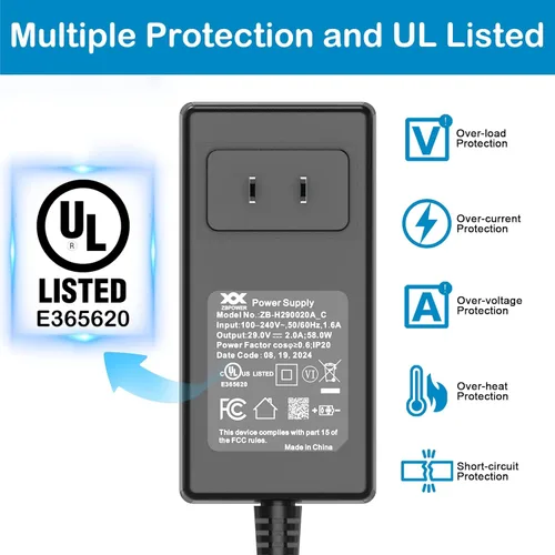 Miniatura 3 de Fuente de alimentación reclinable, modelo ZB-H290020A-C ZBPOWER Transformador de fuente de alimentación conmutada AC/DC 29V 2A Adaptador
