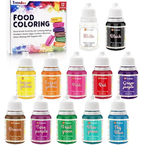 Set de colorante líquido para alimentos, 12 colores x10ml de colorante concentrado de grado alimenticio para decorar pasteles, hornear, huevos de