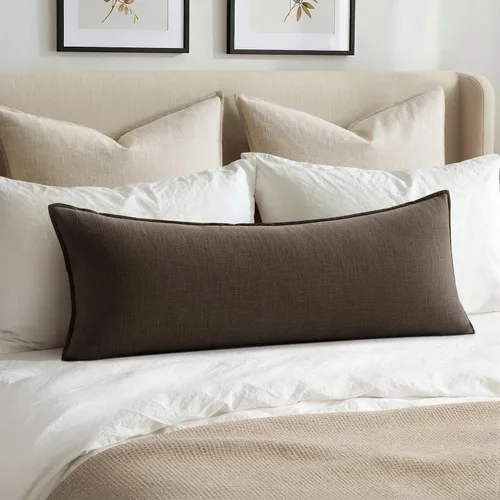 Miniatura 23 de MIULEE Fundas de almohada decorativas de lino de 12 x 20 pulgadas, almohadas neutras bohemias de cenizas azules para cama, paquete de 1 funda