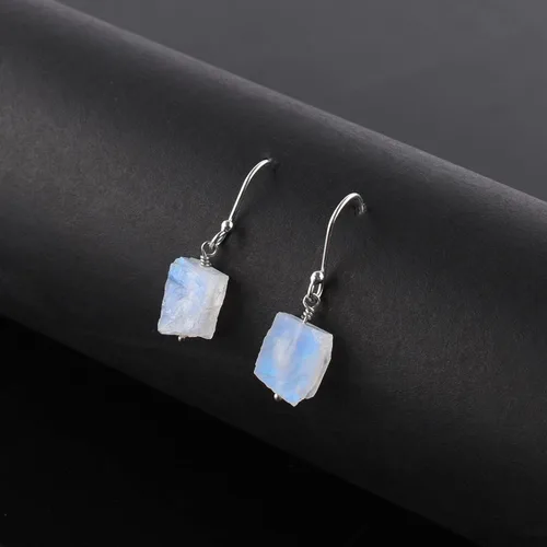 Miniatura 4 de Aretes colgantes de cristal crudo para mujeres y niñas Joyas de piedras preciosas naturales Joyas de piedra natal Plata de ley 925 Aretes