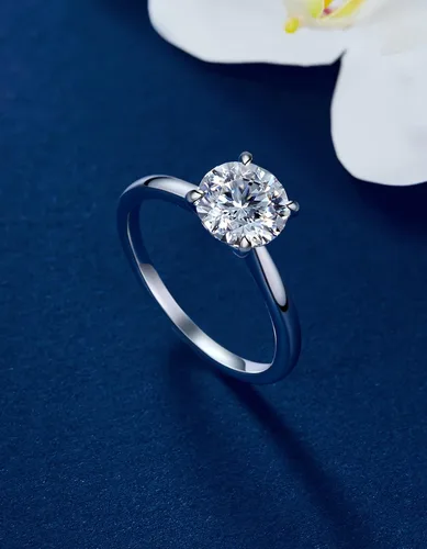Miniatura 9 de MomentWish Anillos de moissanita, anillos de moissanita de 1 quilates para mujer, anillos solitarios de plata de ley 925 con diamantes de imitación