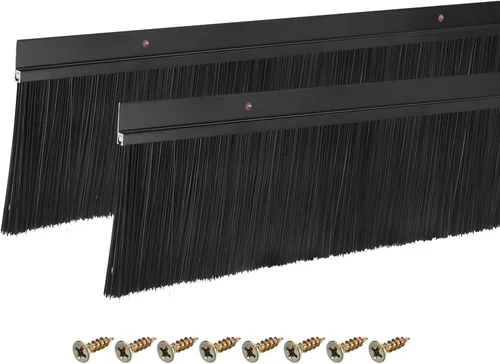 Miniatura 13 de uxcell 2 piezas cepillo de puerta barrido inferior forma H base de aleación de aluminio con cepillo de nailon de 0.4 pulgadas para hogar, industrial