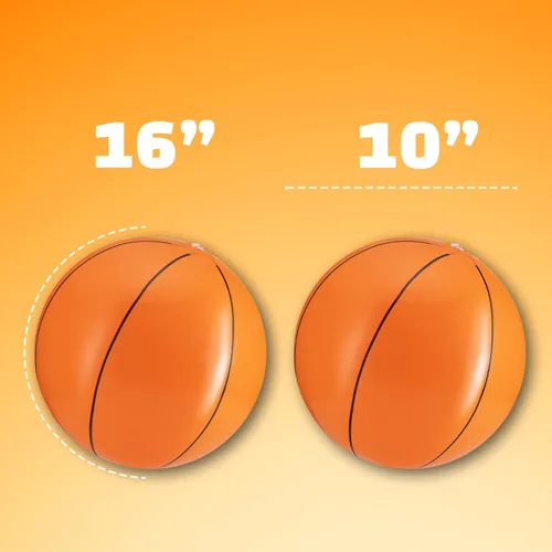Miniatura 6 de Pelotas de baloncesto inflables (paquete de 12) pelotas de playa de 16 pulgadas para piscina, juguetes de playa y regalos de fiesta de baloncesto