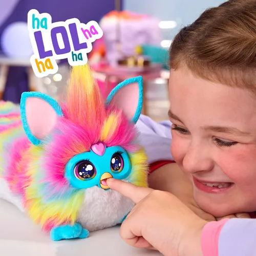 Miniatura 7 de FURBY Juguete Interactivo DJ, Peluche Electrónico Súper Suave Arcoíris con Música, Luces, Movimiento y Juegos, Habla Inglés y Furbish, 32 Pulgadas