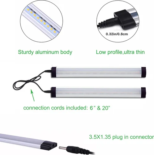Miniatura 5 de AIBOO Kit de barra rígida de luz LED para debajo del mostrador, enchufable con cable de 12V, iluminación LED para debajo del gabinete, regulable