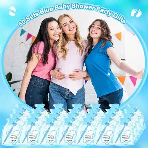 Miniatura 6 de Harloon Juego de 50 bolígrafos de baby shower, recuerdos para invitados, bolígrafos It's a Boy, regalos de fiesta de baby shower, tarjetas azules