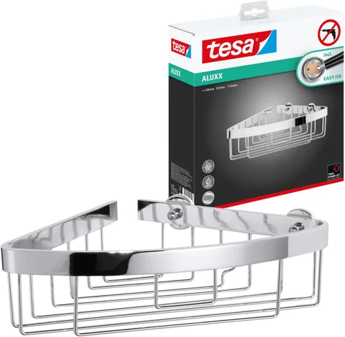 Miniatura 17 de tesa® Aluxx - Cesta de ducha pequeña, aluminio cromado brillante, autoadhesiva, tecnología de montaje adhesiva, 1.969 in x 8.661 in x 4.016 in