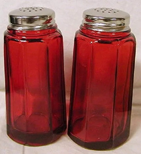 Miniatura 4 de Juego de salero y pimentero - Patrón de paneles - Hecho en Estados Unidos - Mosser Glass USA (leche)