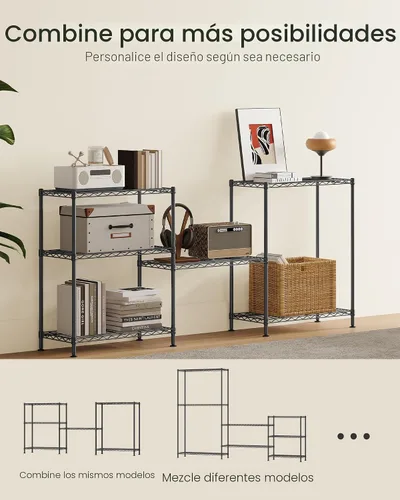 Miniatura 6 de SONGMICS Estante de almacenamiento, estantería de alambre de metal, estantes ajustables, para garaje, dormitorio, sala de estar, cocina, despensa, 3