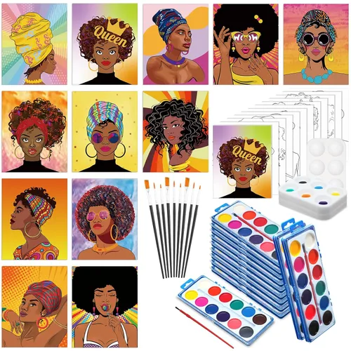 Ctosree 12 juegos de lienzo predibujado para pintar adultos, kit de sorbo y pintura, lienzo preimpreso a granel para Pascua, Día de la Madre,