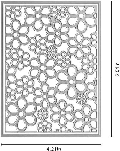 Miniatura 2 de Troqueles de corte de metal con marco de flores para hacer tarjetas, hojas de fondo troquelados, troquelados, plantilla de plantilla