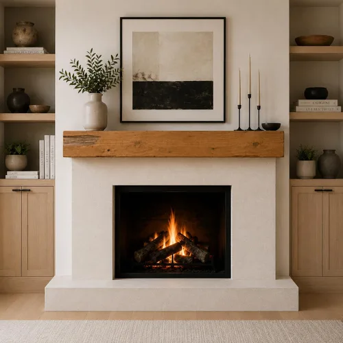 URBANDI Repisa de chimenea, envejecida, rústica, flotante, moderna, madera real. (48 pulgadas de largo x 6 pulgadas de alto x 8 pulgadas, marrón)