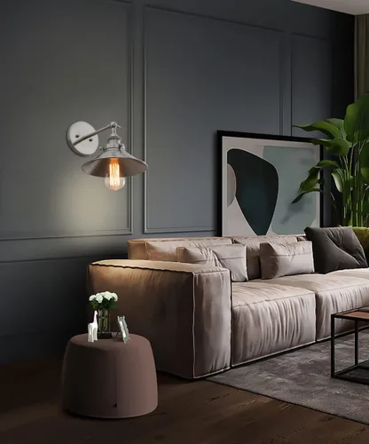 Miniatura 6 de PERMO - Iluminación de pared industrial vintage en metal, apliques de pared en níquel cepillado, lámpara de pared ajustable de 180 grados