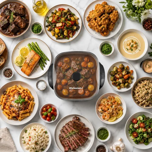 Miniatura 7 de Elite Gourmet Sartén eléctrica de cerámica sin PFAS, extra profunda de 12 x 12 x 3 pulgadas, menos salpicaduras, apto para lavavajillas, calor